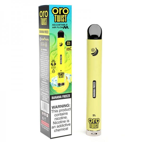 ORO Max Flow Twist – Disposable Vape Device – Banana Freeze – Single / 50mg