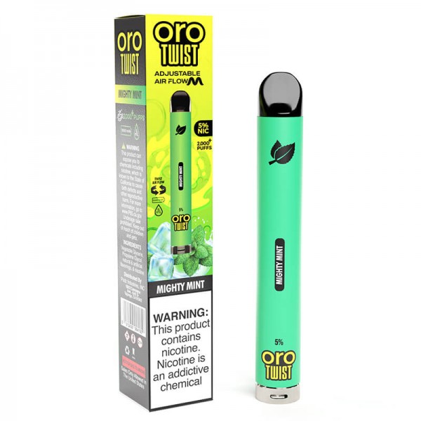 ORO Max Flow Twist – Disposable Vape Device – Mighty Mint – Single / 50mg