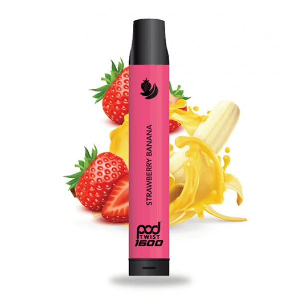 Pod Twist 1600 – Disposable Vape Device – Strawberry Banana – Single / 55mg