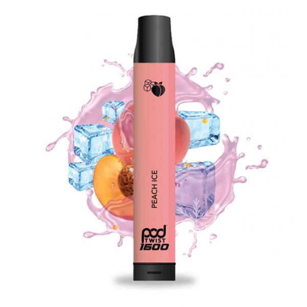 Pod Twist 1600 – Disposable Vape Device – Peach Ice – Single / 55mg